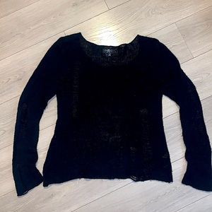 Black Knit Distressed Sweater by Royal Bones